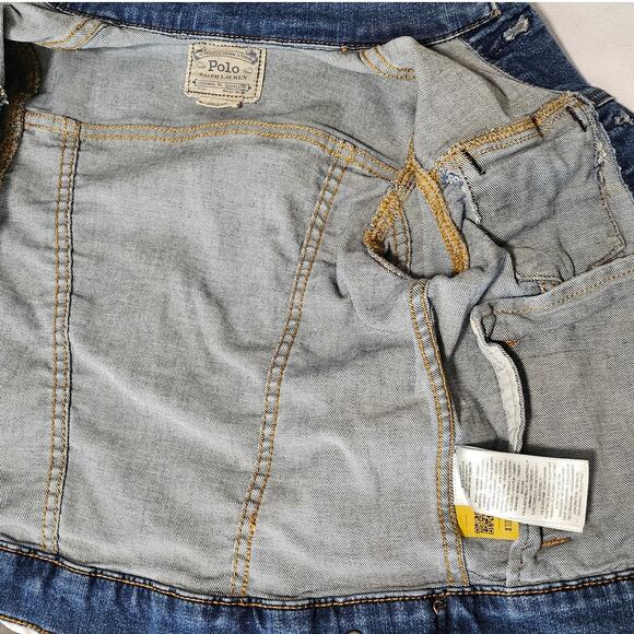 POLO RALPH LAUREN GIRLS AUTHENTIC BLUE DENIM GOODS TRUCKER JACKET – SIZE 7 – - Picture 9 of 11
